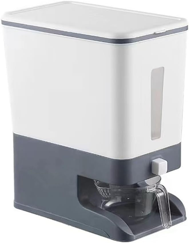 10KG Press Rice Dispenser Storage Box Airtight Grain Cereal Container