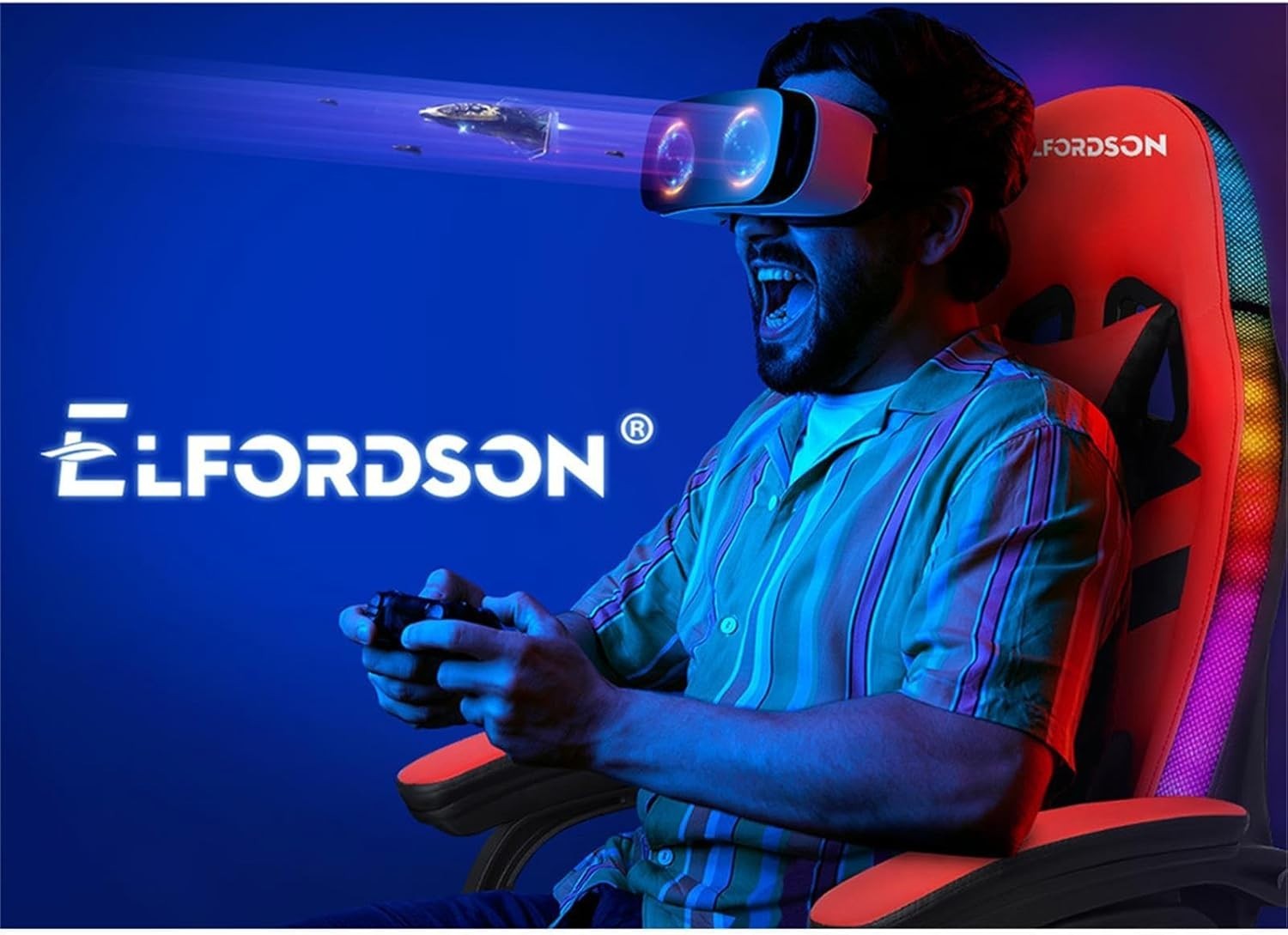 Gaming Chair Red PC Computer Racing Seat LED RGB Light $180$kg Recliner Massage