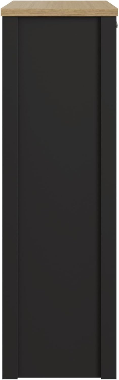Slim Black Shoe Cabinet Storage with 2 Doors, Adjustable Shelves, Hallway