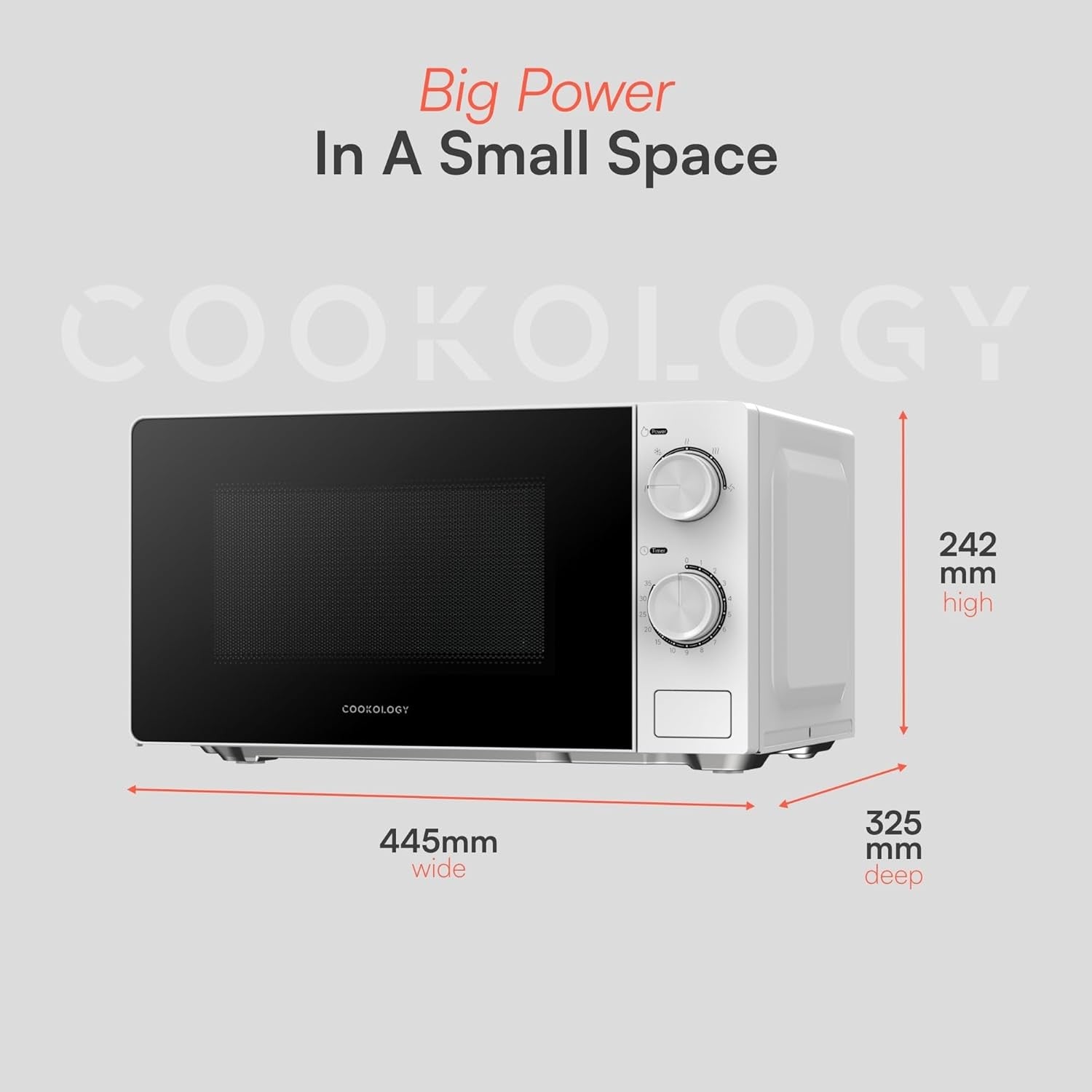 20L Freestanding Microwave 700W 5 Power Modes Quick Defrost White