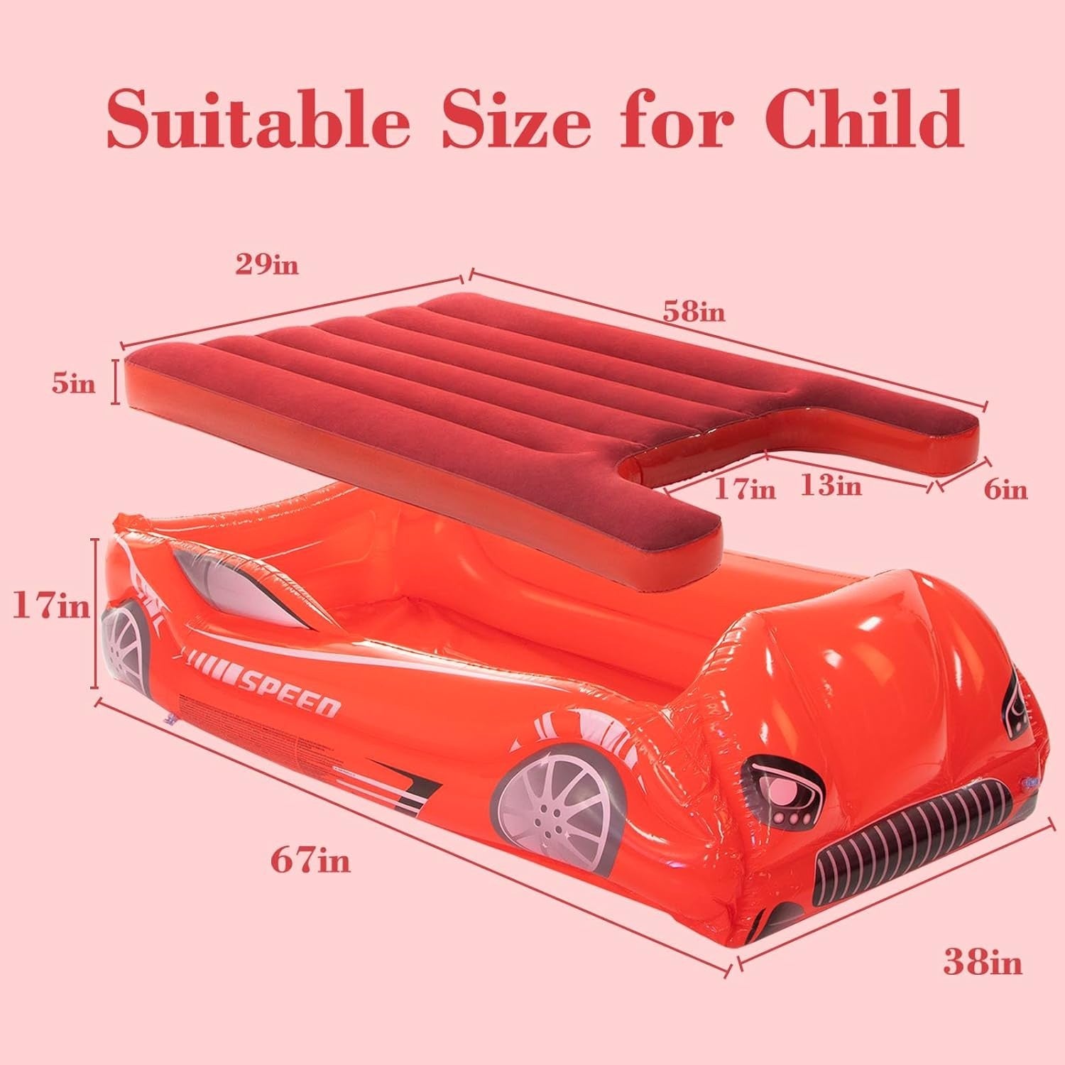 Toddler Inflatable Travel Bed with Safety Sides Kids Air Mattress Cot