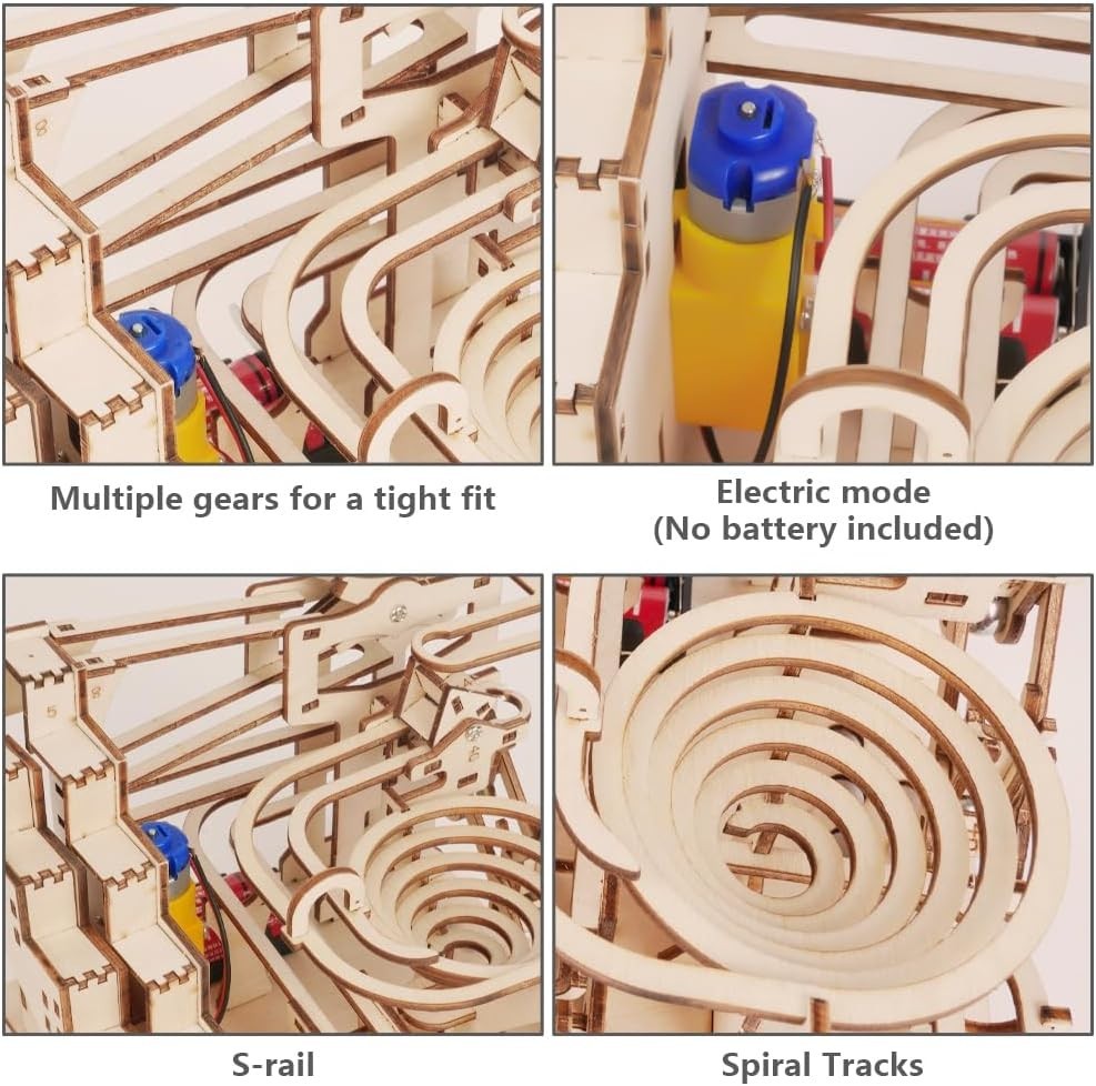 3D Wooden Marble Run Puzzle – Self Assemble, STEM, Logical Thinking