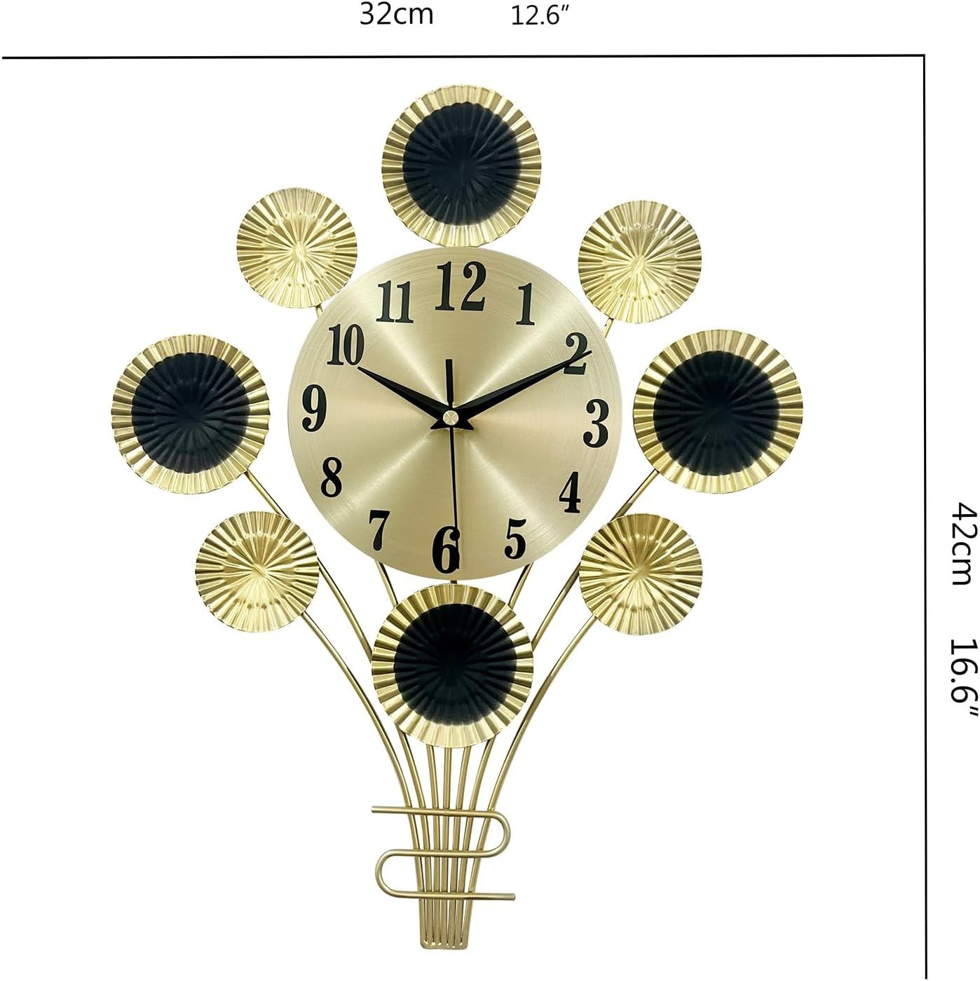 32cm Gold Balloon Wall Clock Modern 3D Silent Non-Ticking Quartz Décor for Home