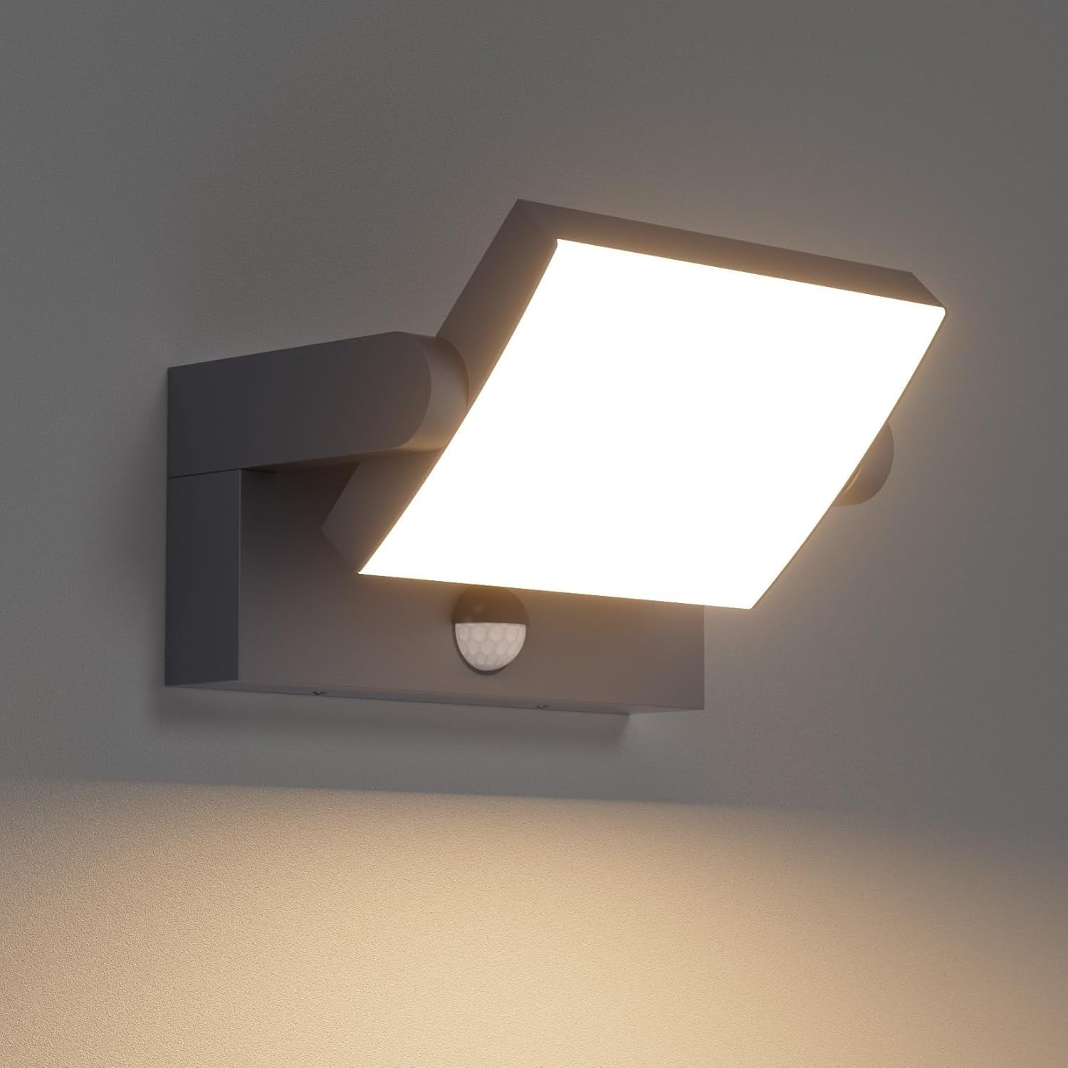 24W Outdoor Waterproof LED Wall Light with Motion Sensor & Swivel Panel Warm