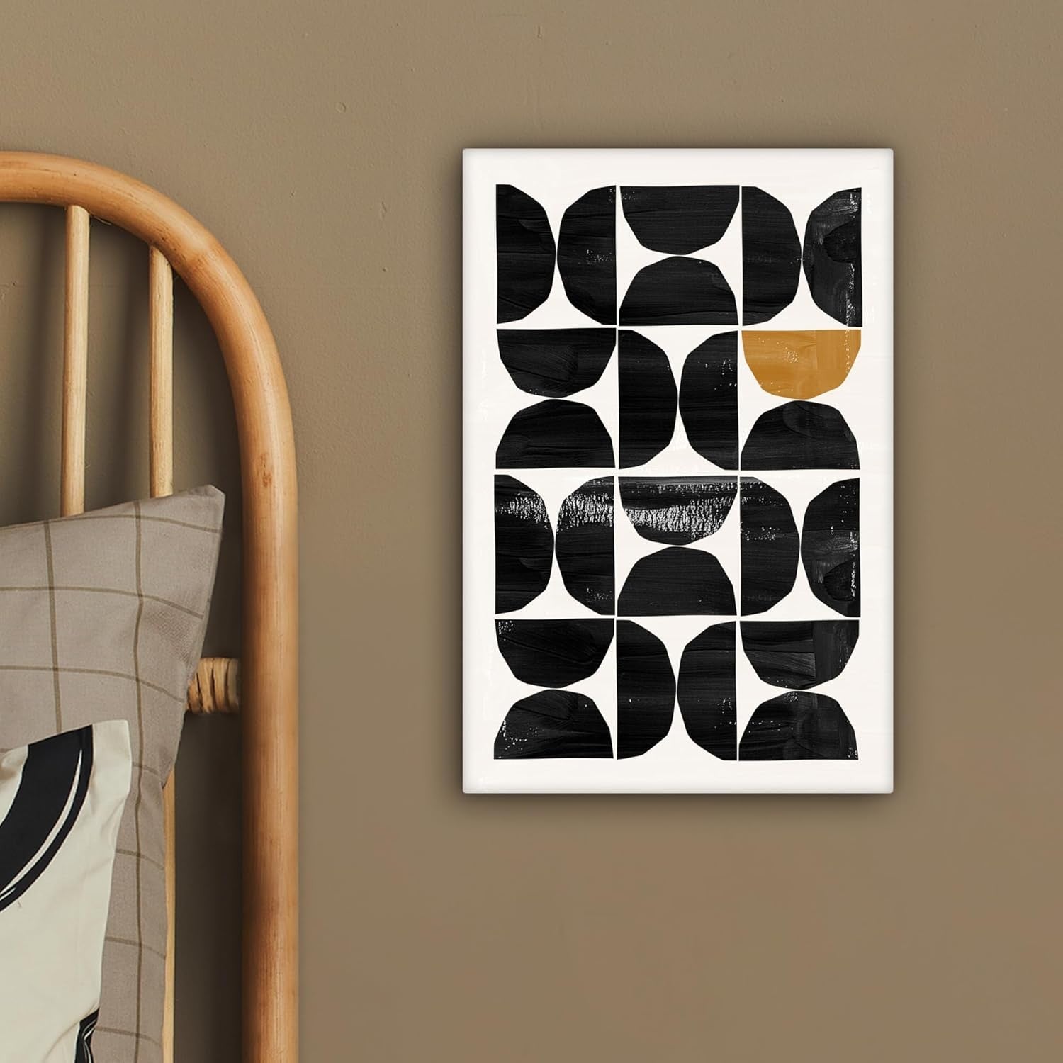 Abstract Black Beige Canvas Wall Art 20x30cm Modern Framed Print