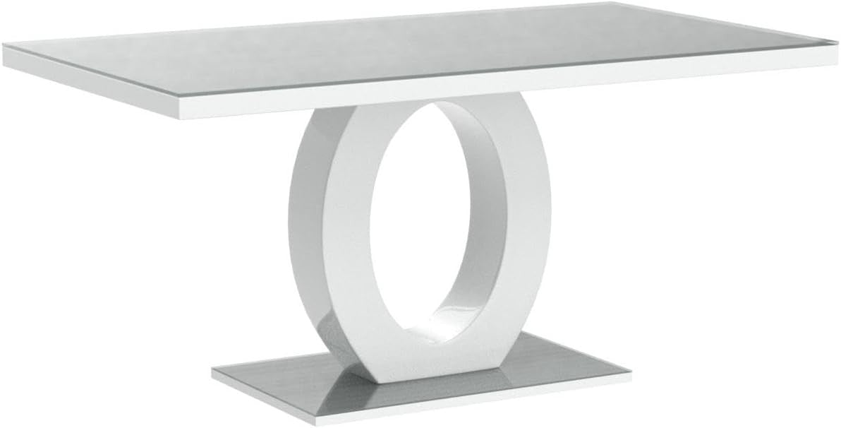 Modern Grey Glass Dining Table Rectangular 160x90x76cm Contemporary