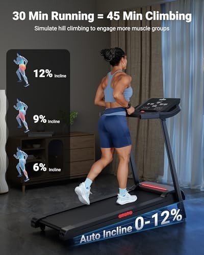 Foldable 12% Incline Treadmill 3HP Home Gym Running Belt 1-14KM/H
