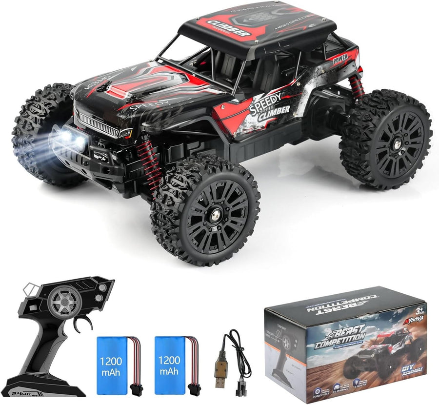 1:14 DIY RC Truck 25KM/H 2WD Off-Road Car with Lights & 2 Rechargeable Batteries