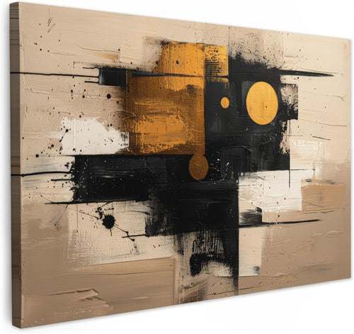Large Abstract Beige Gold Canvas Wall Art 120x80cm Modern Living Room