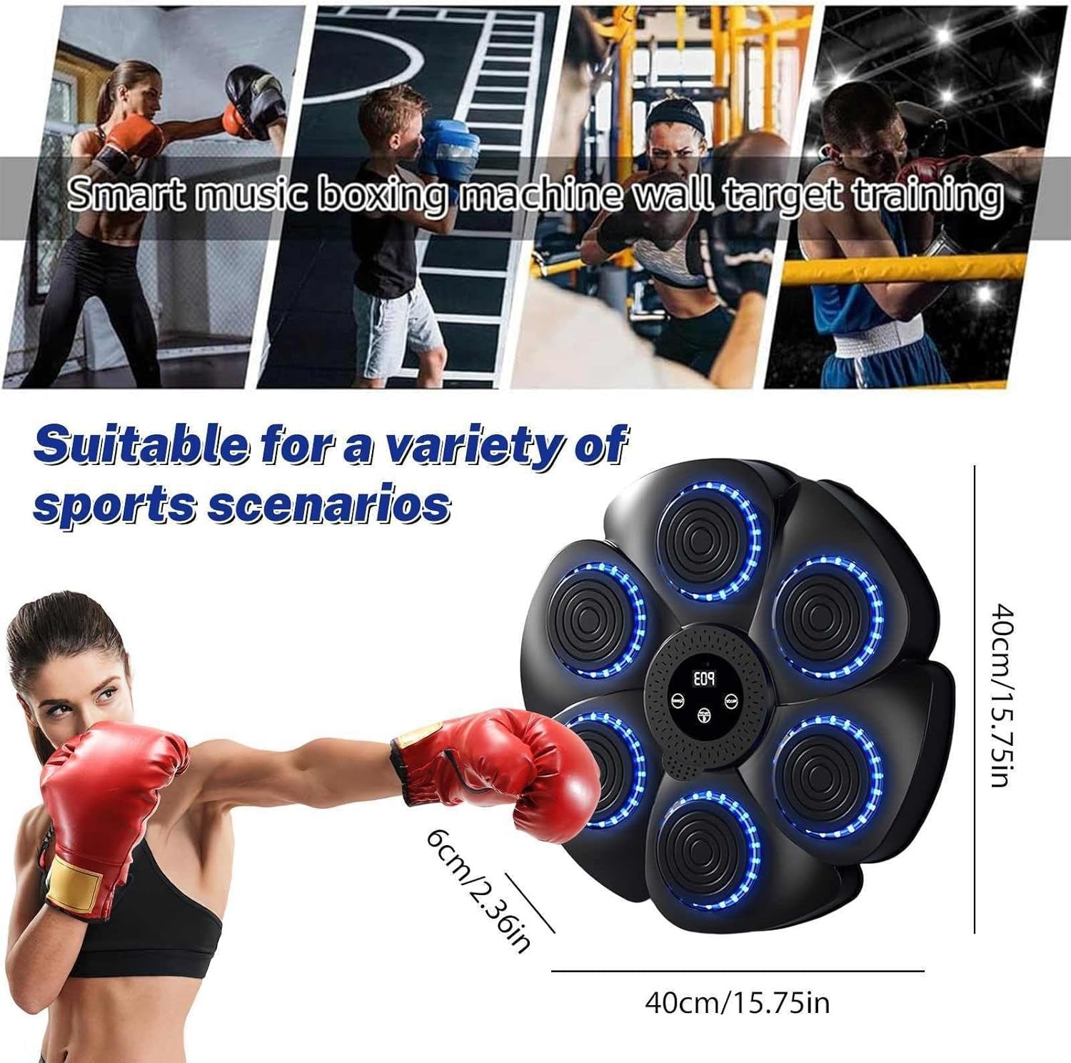Music Boxing Machine Bluetooth LED Wall Mount Punch Trainer Home Fitness