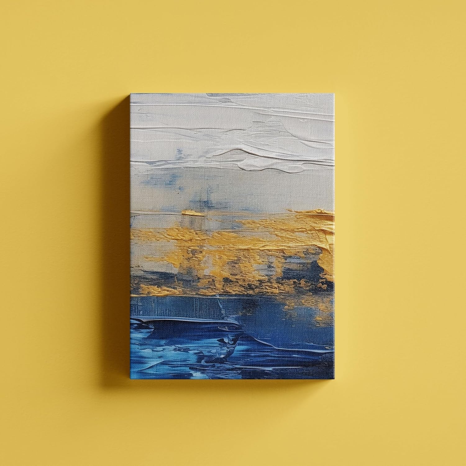 Abstract Blue & Gold 3‑Piece Canvas Wall Art Set Modern Marble Decor
