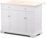 Kitchen Island w/ Extendable Worktop, 2 Drawers, 4 Doors, Storage Unit