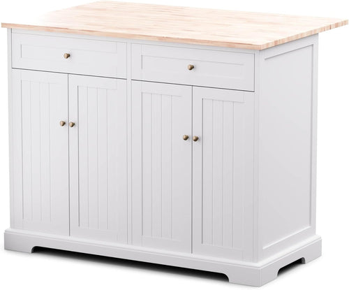 Kitchen Island w/ Extendable Worktop, 2 Drawers, 4 Doors, Storage Unit