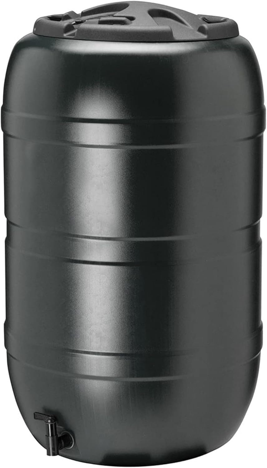 100L Slim Line Garden Water Butt With Tap Stand & Filler Kit Black