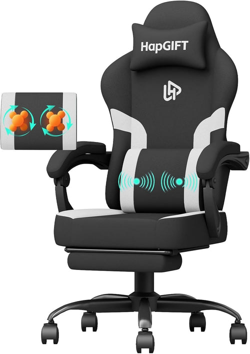 Ergonomic Oversized Gaming Chair Memory Foam PU Leather Massage Lumbar Pillow