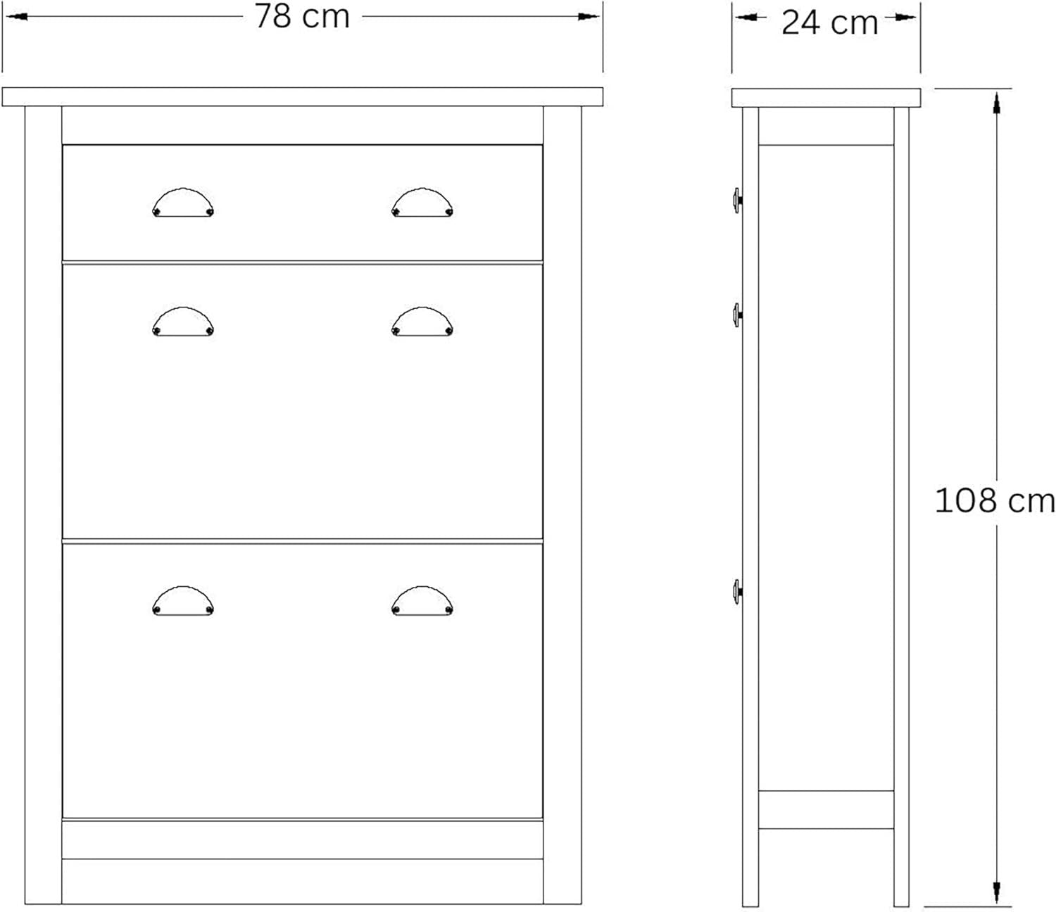 Foldable 2 Door 1 Drawer Shoe Cabinet with Oak Top 78x24x108 cm Black