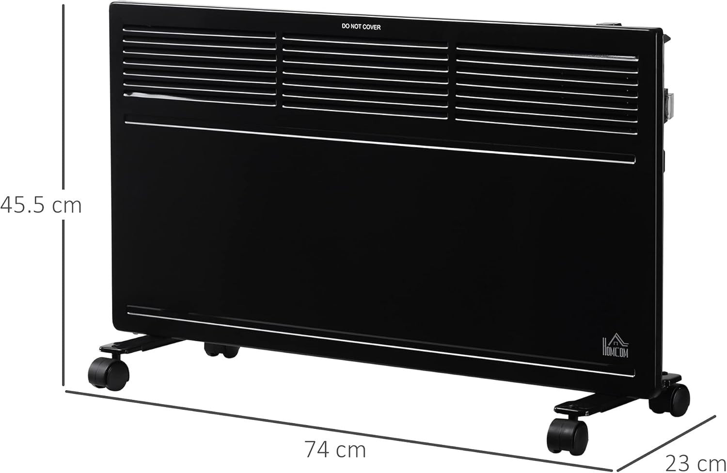 650W/1300W Portable Convector Heater Freestanding or Wall-Mounted Black