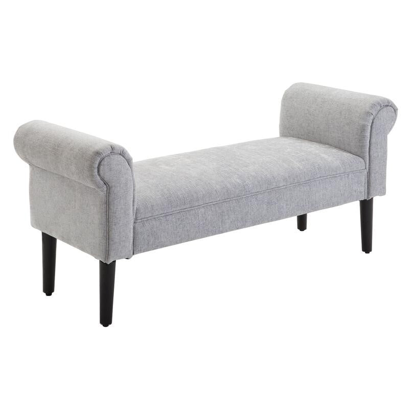 Light Grey Rolled Arm Bench Seat End of Bed Chaise Lounge Sofa Window