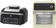 Cream 12L Air Fryer Oven + 6.3L Grill Set Temp Probe 60min Low Oil