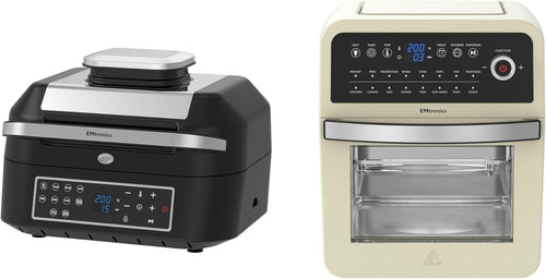 Cream 12L Air Fryer Oven + 6.3L Grill Set Temp Probe 60min Low Oil
