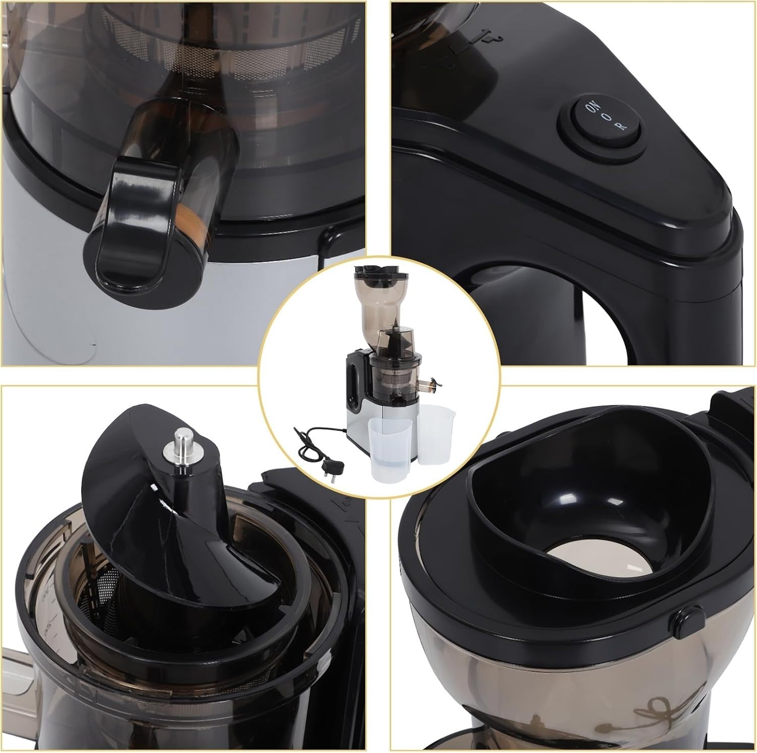Silver Cold Press Slow Juicer Wide Feed Chute Auto Pulp Ejection