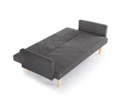 3 Seater Dark Grey Fabric Sofa Bed Chevron Clic Clac w/ Wood Legs