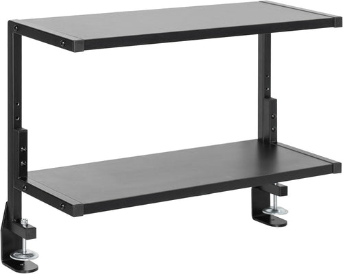 Clamp-On Desk Shelf 2-Tier 61cm Above/Below Mount Storage Organizer Black