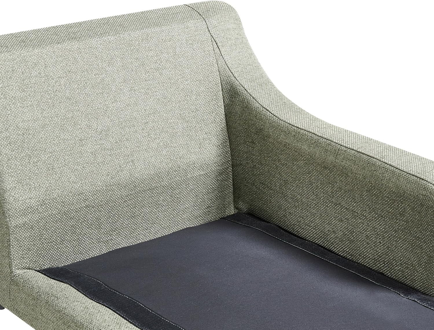 Modern Left Hand Green Chaise Lounge Fabric Upholstery Metal Legs with Cushions
