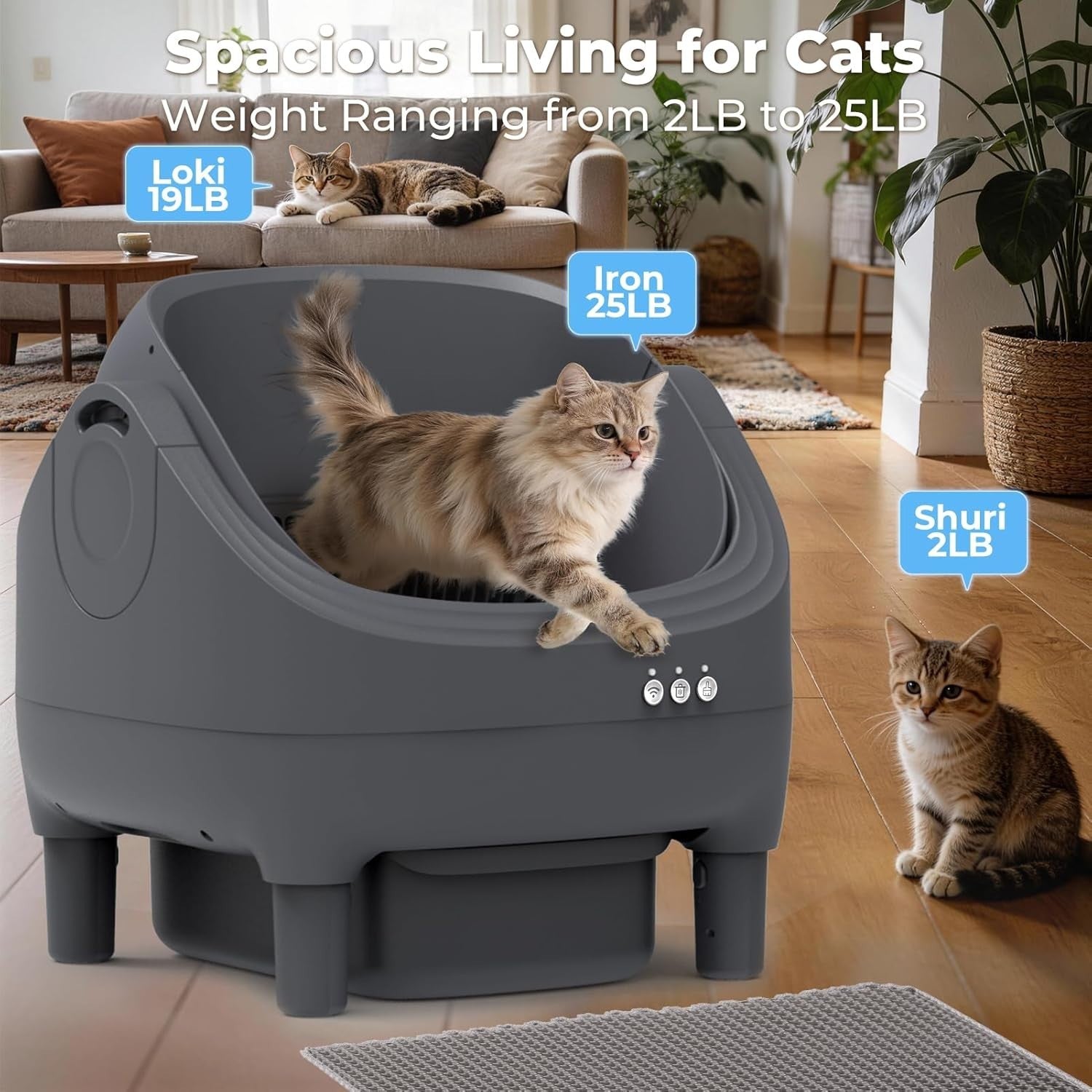 Automatic Self Cleaning Cat Litter Box APP Control Large Odor Free Bin