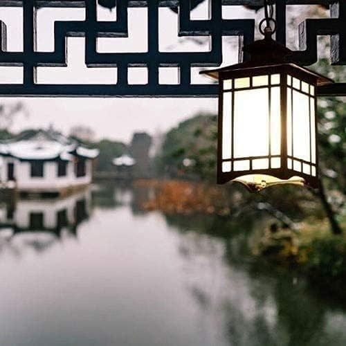 Chinese Square Glass Lantern – IP65 Outdoor Hanging Ceiling Light (30×23 cm)