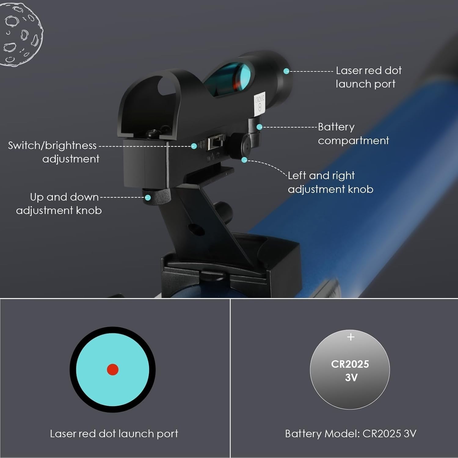 Telescope for Kids Beginners 50mm Aperture Multi-Coated Red Dot Finder