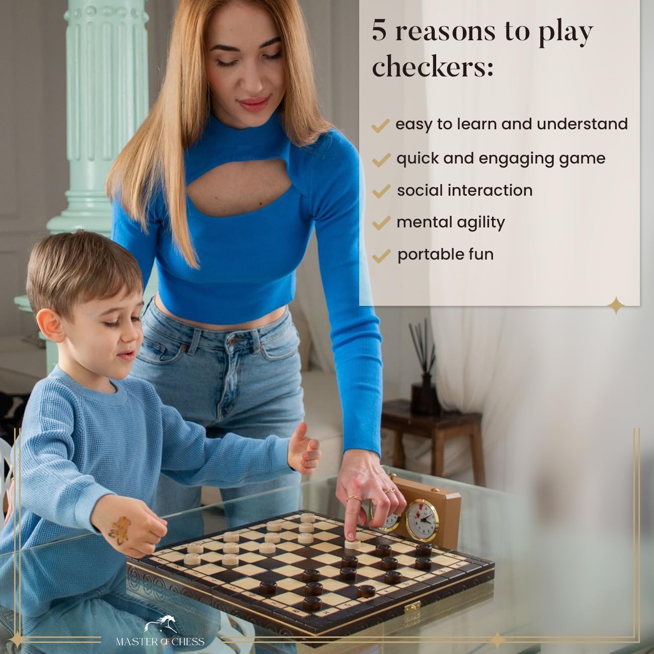 2in1 Wooden Chess & Checkers Set 35cm | Foldable Board | Luxury Handcrafted