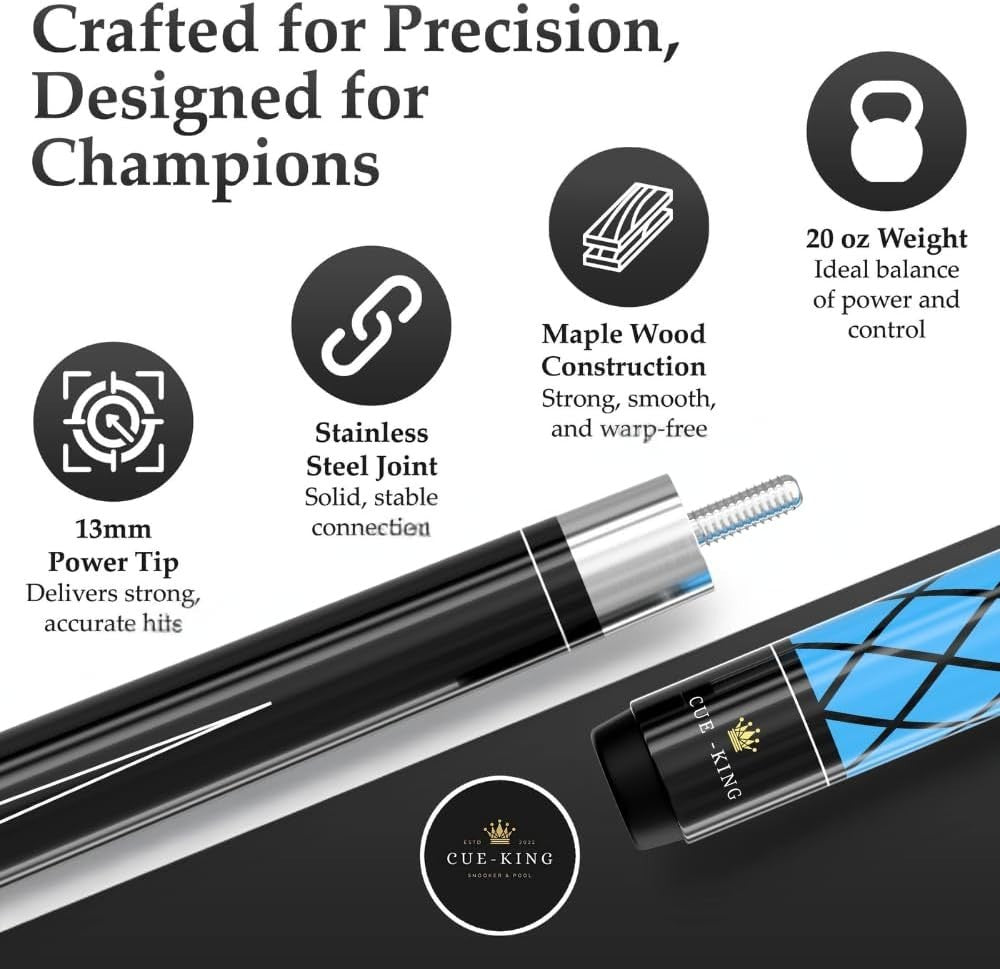 58 Inch Maple Pool Cue 13mm Tip 2 Piece 20oz 50/50 Jointed Stick