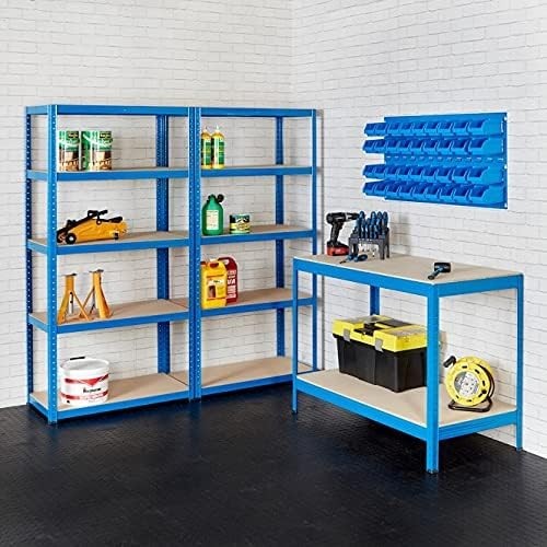 Garage Storage Kit with Workbench 2 Shelving Bays & Louvre Panel 36 Bins