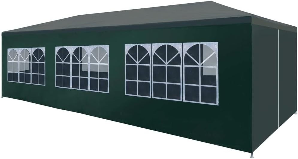 3x9m Green Party Tent Gazebo Marquee Waterproof UV Steel Frame with Sides & Door
