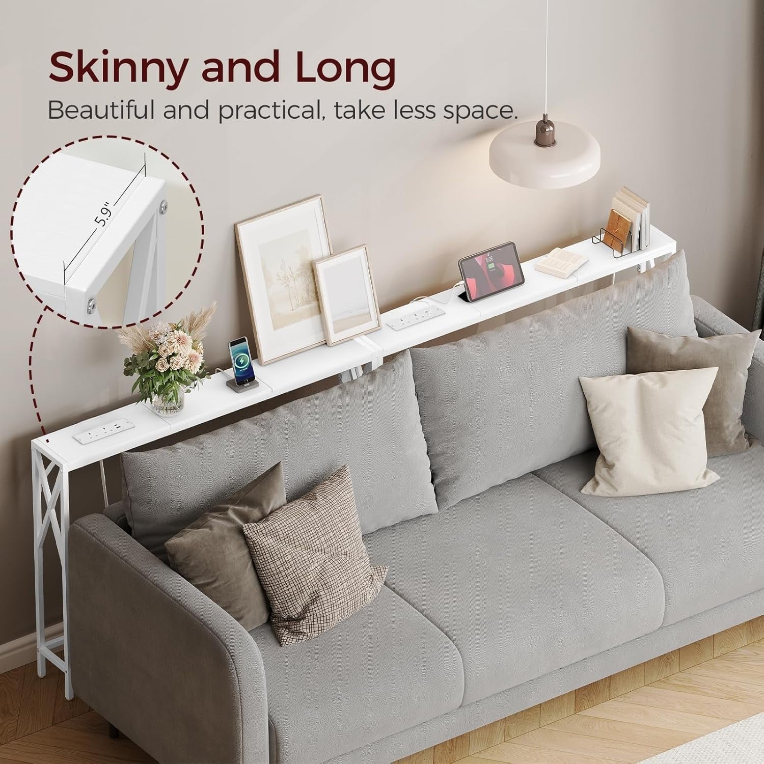 2x Slim Console Tables with USB Charging – 100cm Entryway or Sofa Table