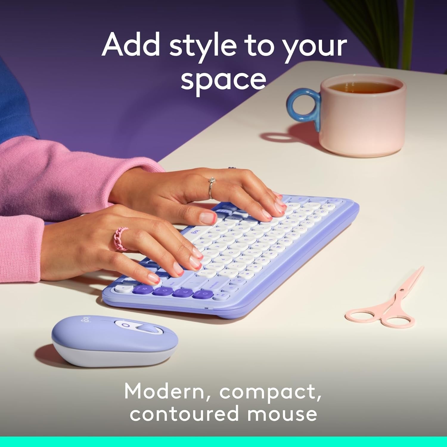 Compact Wireless Bluetooth Mouse Quiet Click Multi Device Lilac