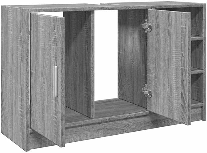 Grey Sonoma Bathroom Sink Cabinet 90cm Modern Storage Unit with 2 Doors & Shelve