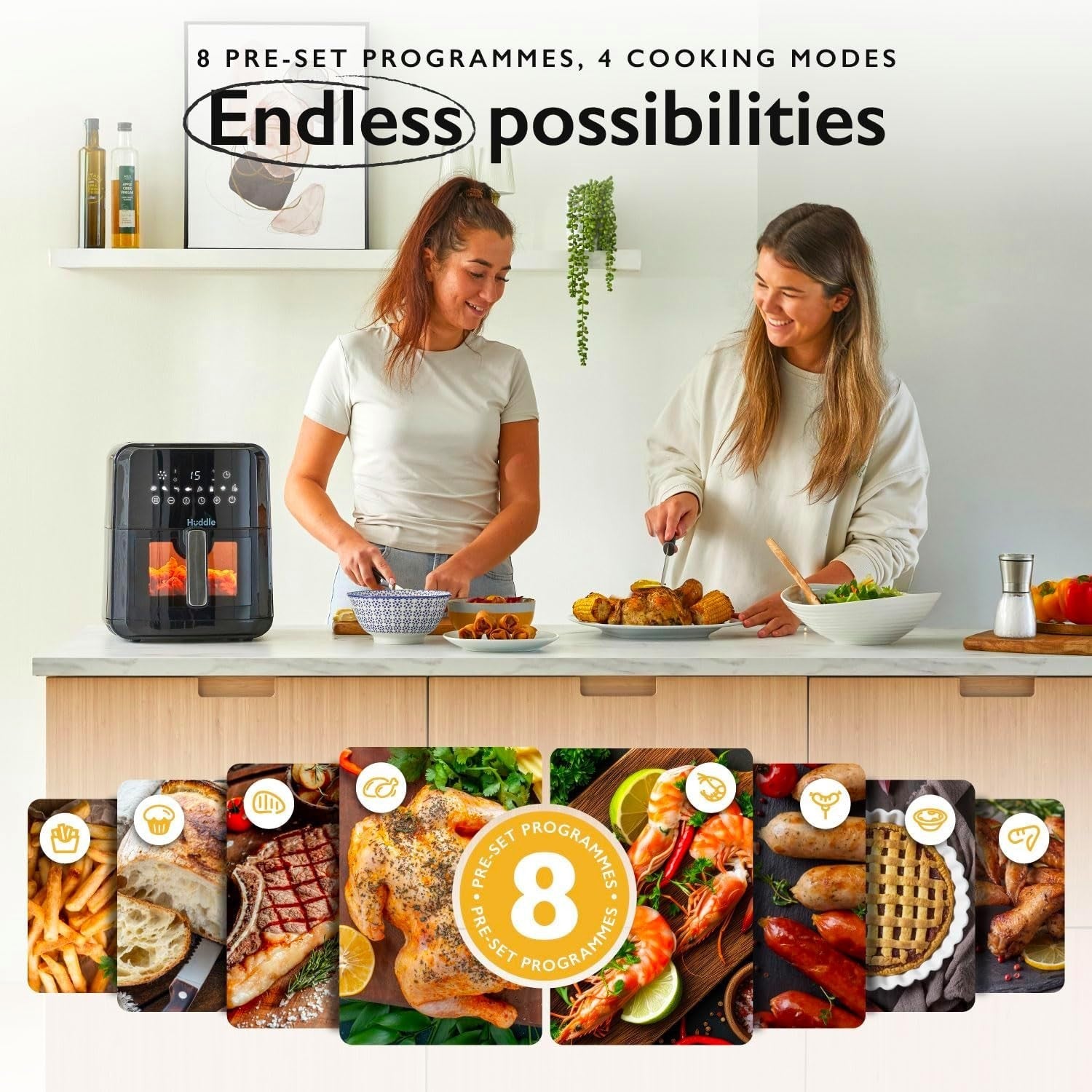 6.3L Air Fryer Window Digital Touch 8 Presets Preheat Auto Shutoff