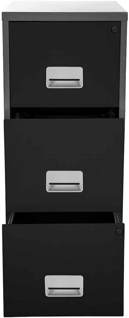 A4 3 Drawer Lockable Filing Cabinet Tall Steel Office Storage Unit