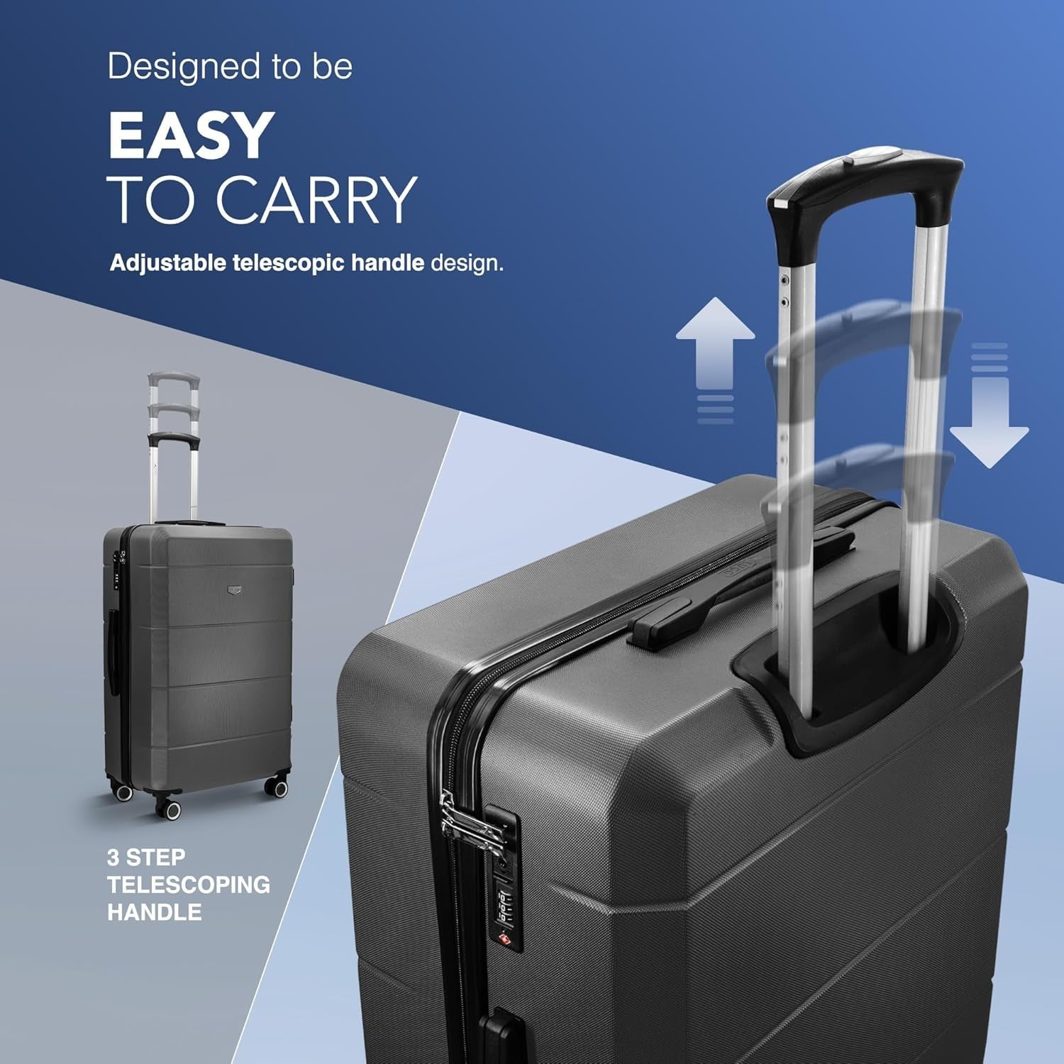 28” Large Checked Suitcase ABS Hard Shell 4 Wheel Spinner TSA Lock