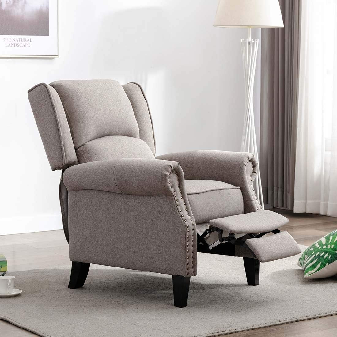 Fabric Recliner Armchair Sofa Pushback Chair Modern Lounge Seating