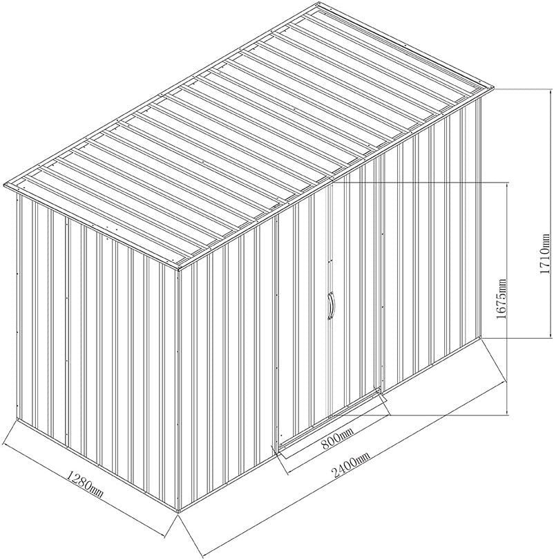 8x4ft Heavy Duty Metal Garden Shed with Lockable Sliding Doors Waterproof Green