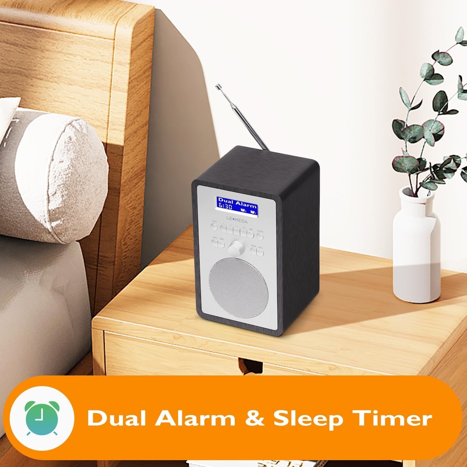 DAB DAB+ Digital Radio FM Dual Alarm Clock Timer Headphone Jack