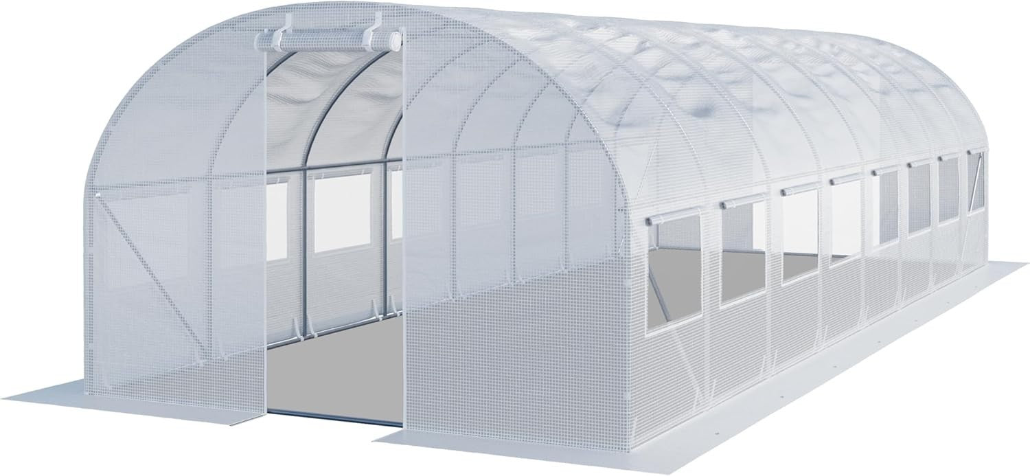 Heavy Duty Polytunnel Greenhouse 4x8m UV Resistant PE Cover with Windows & Steel