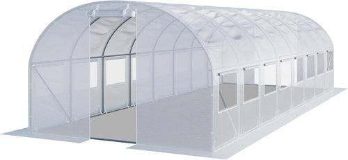 Heavy Duty Polytunnel Greenhouse 4x8m UV Resistant PE Cover with Windows & Steel