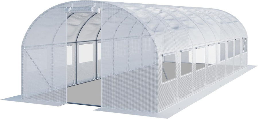 Heavy Duty Polytunnel Greenhouse 4x8m UV Resistant PE Cover with Windows & Steel