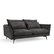 Luxury 2 Seater Velvet Sofa Steel Grey | Modern Comfy Couch with Metal Legs