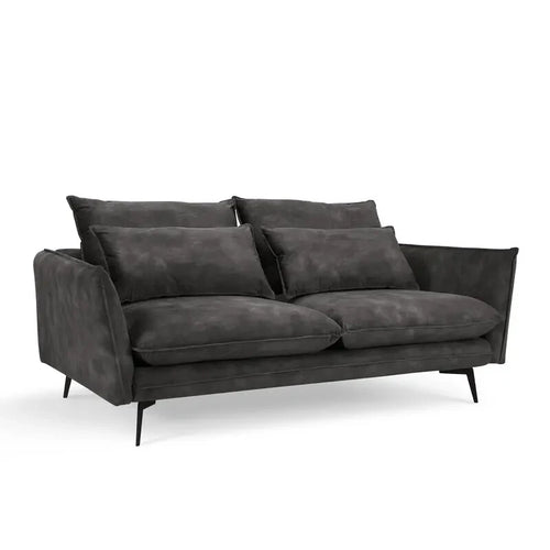Luxury 2 Seater Velvet Sofa Steel Grey | Modern Comfy Couch with Metal Legs