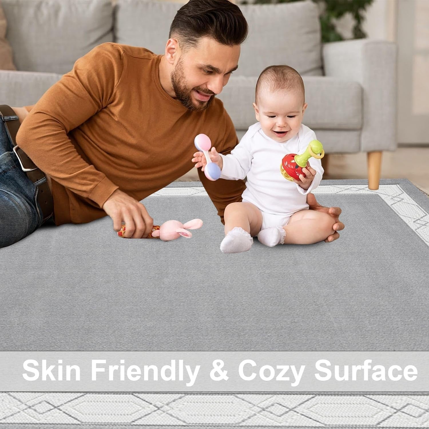 Washable Geometric Area Rug 120x170cm Anti Slip Soft Low Pile Home Decor
